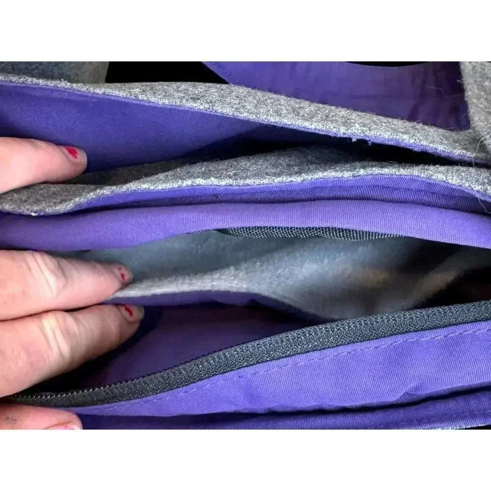 Speck A-Line Bag for iPad and Netbooks Grey and Purple Felt LOTS of pockets NWOT